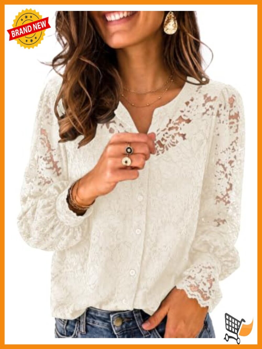 Lace Long Sleeve Button Down Blouse with Camisole Sheer Dressy Top